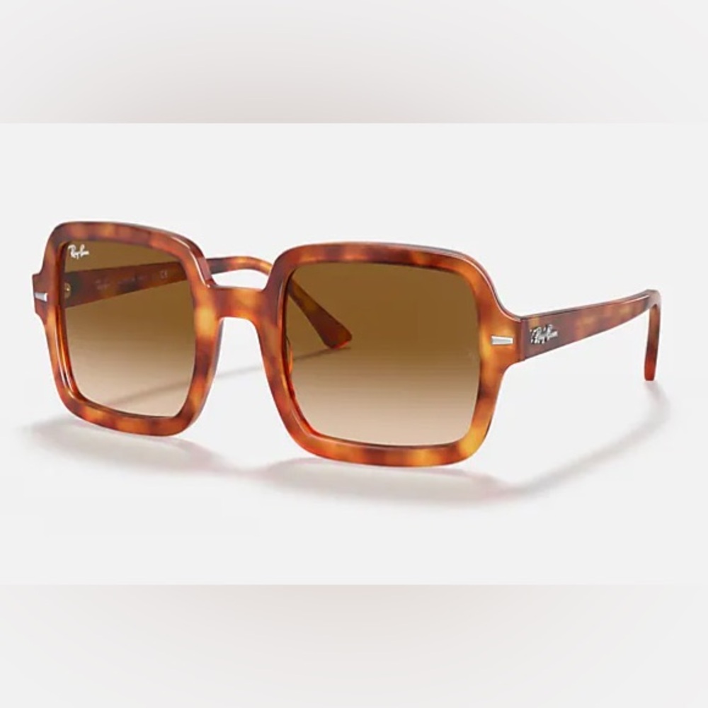 Ray-Ban RB2188 Square Acetate Sunglasses Brown Tortoise Gradient Lenses